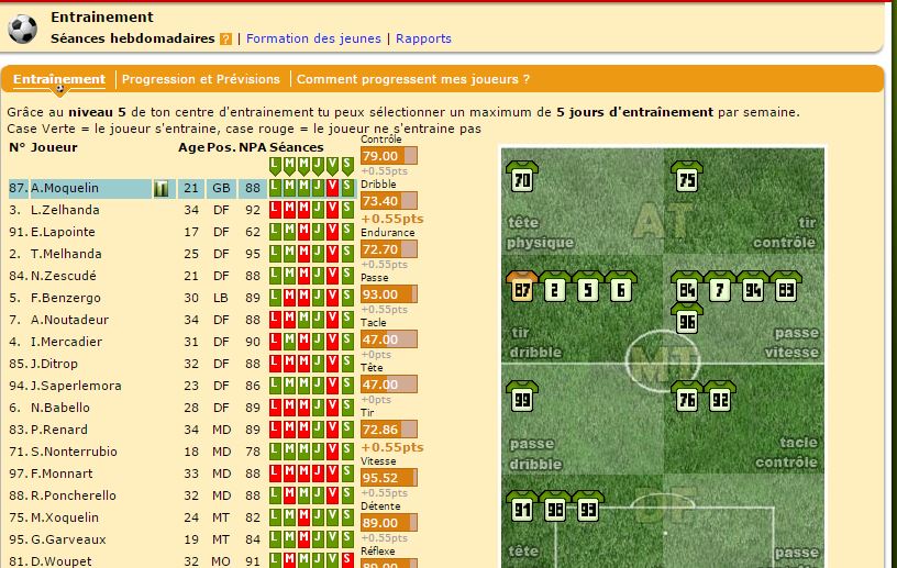 Séance d'entrainement actuelle defifoot