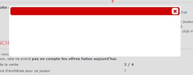 la fenêtre donnant les enchères en cours s'ouvre, mais reste blanche