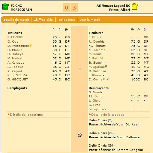 Feuille de match journée 1!