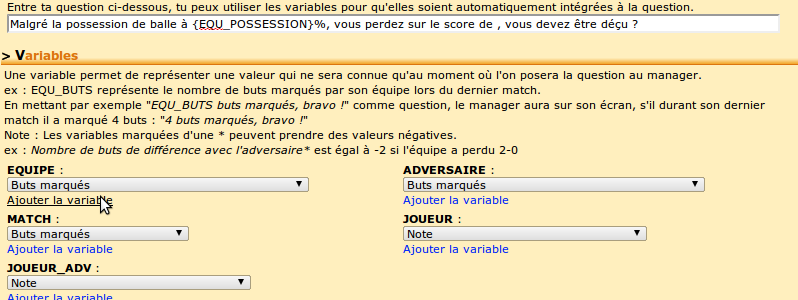Ajout du score du manager