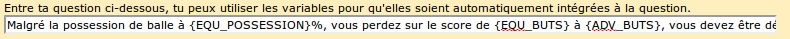 Déplacement des variables de score dans la question
