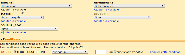 Ajout de la variable possession de l'équipe à la condition 1