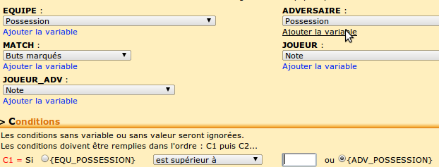 Choix de la variable possession de l'adversaire