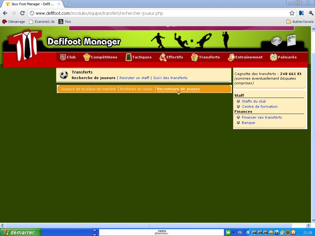 Voici ma &quot;page des transferts&quot;