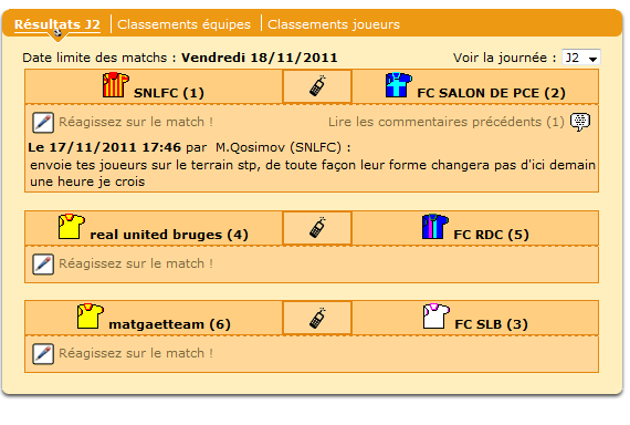 La 2ème journée. Match contre un adversaire redoutable, car le coach, qui s'était absenté, est revenu et a d'ors et déjà fait sa tactique et il veut les 3 points !