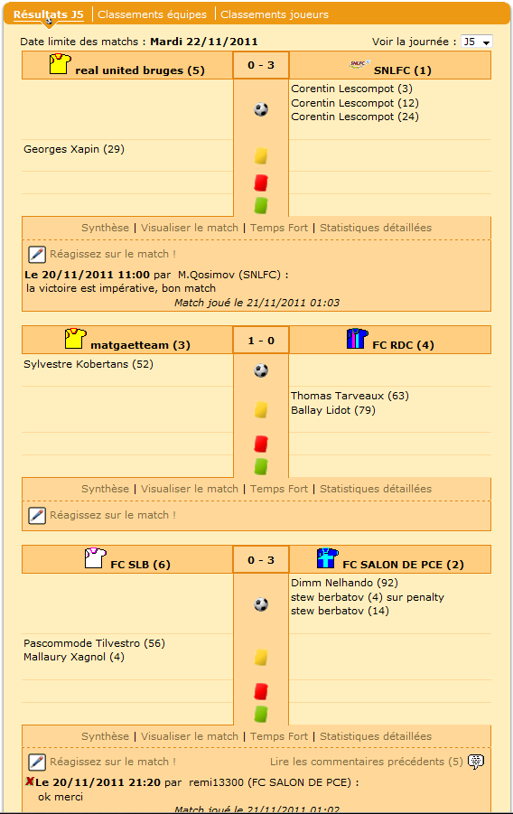 Les 3 premiers ont gagnés. Le Salon a bénéficié de mes conseils et a gagné 3-0.