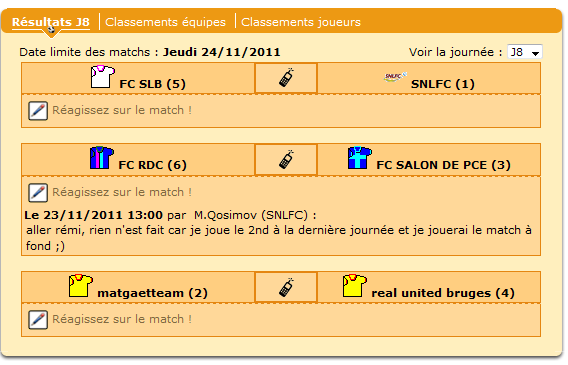 La prochaine journée.