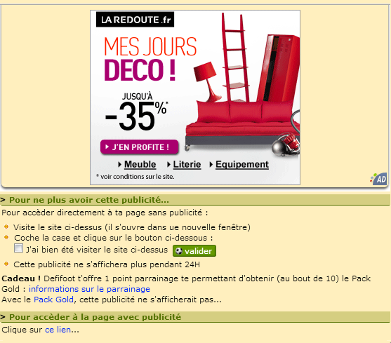 La pub en question, présente une fois sur deux.